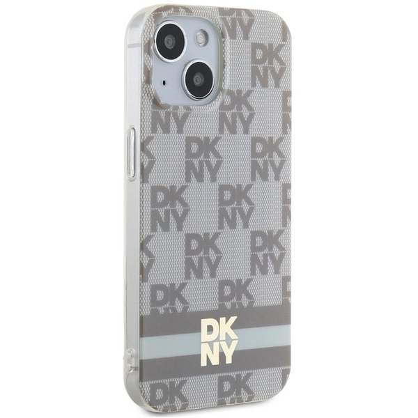 DKNY IML Checkered Mono Pattern & Printed Stripes MagSafe case for iPhone 15 / 14 / 13 - beigeeng