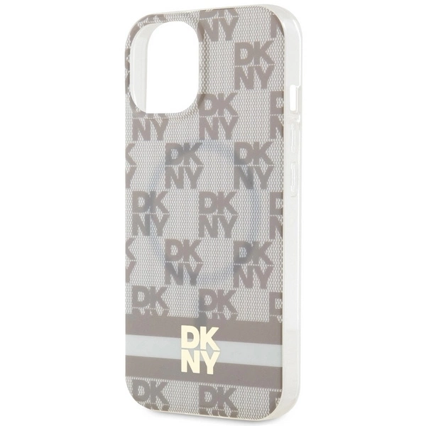 DKNY IML Checkered Mono Pattern & Printed Stripes MagSafe case for iPhone 15 / 14 / 13 - beigeeng