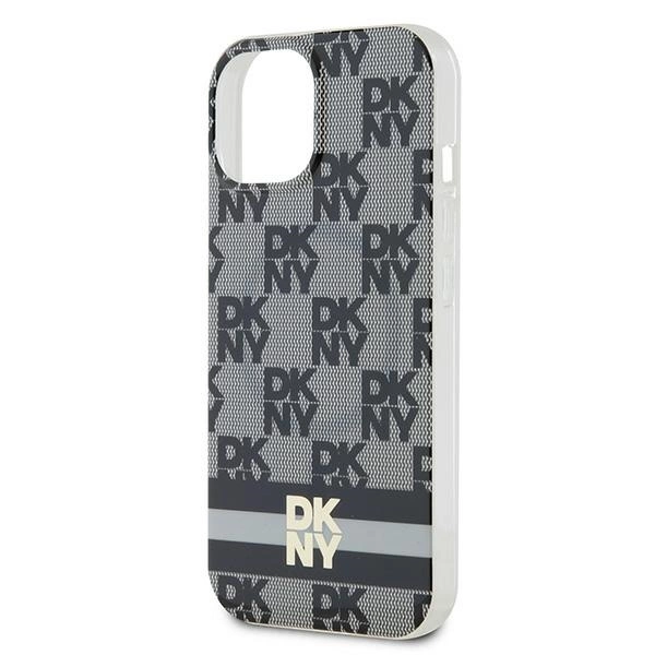 DKNY IML Checkered Mono Pattern & Printed Stripes MagSafe Case for iPhone 15/14/13 - Blackeng