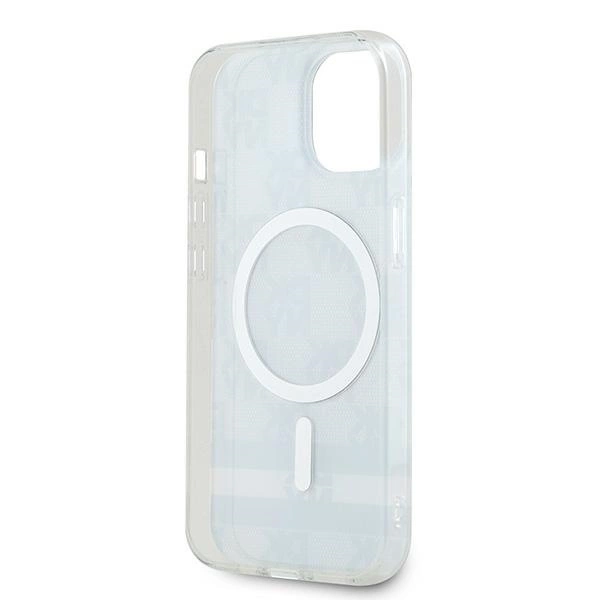 DKNY IML Checkered Mono Pattern & Printed Stripes MagSafe Case for iPhone 15/14/13 - Blackeng