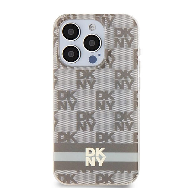 DKNY IML Checkered Mono Pattern & Printed Stripes MagSafe case for iPhone 14 Pro Max - beigeeng