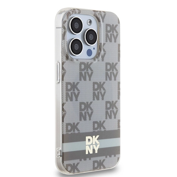 DKNY IML Checkered Mono Pattern & Printed Stripes MagSafe case for iPhone 14 Pro Max - beigeeng