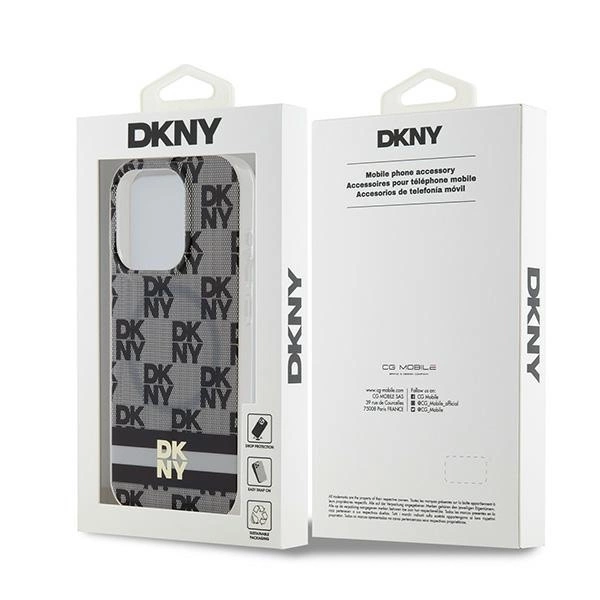 DKNY IML Checkered Mono Pattern & Printed Stripes MagSafe Case for iPhone 14 Pro Max - Blackeng