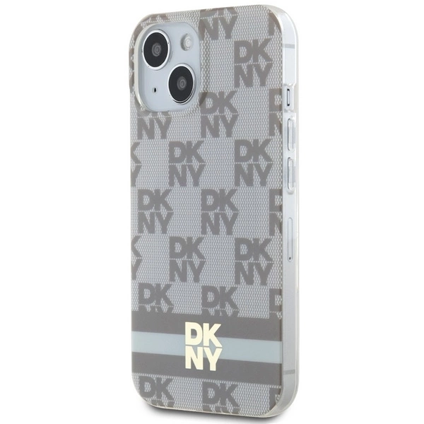 DKNY IML Checkered Mono Pattern & Printed Stripes MagSafe Case for iPhone 15 Plus / 14 Plus - Beigeeng