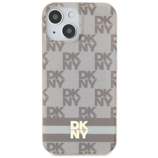 DKNY IML Checkered Mono Pattern & Printed Stripes MagSafe Case for iPhone 15 Plus / 14 Plus - Beigeeng