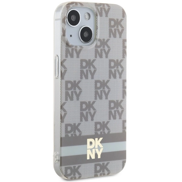 DKNY IML Checkered Mono Pattern & Printed Stripes MagSafe Case for iPhone 15 Plus / 14 Plus - Beigeeng