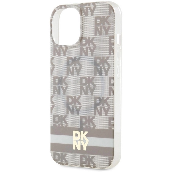 DKNY IML Checkered Mono Pattern & Printed Stripes MagSafe Case for iPhone 15 Plus / 14 Plus - Beigeeng