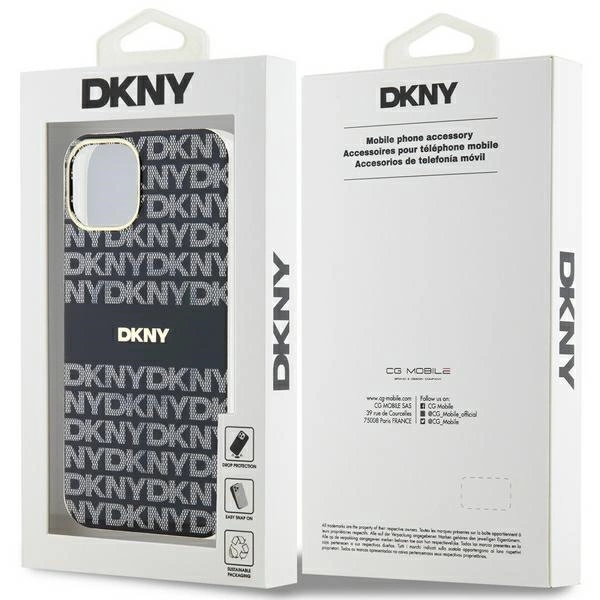DKNY IML Mono & Stripe MagSafe Case for iPhone 15 Plus / 14 Plus - Blackeng