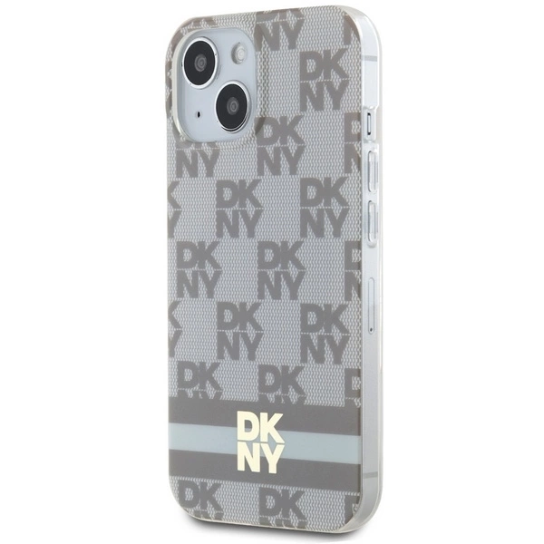 DKNY IML Checkered Mono Pattern & Printed Stripes MagSafe case for iPhone 15 / 14 / 13 - beigeeng