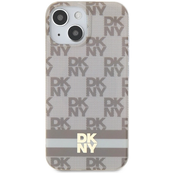 DKNY IML Checkered Mono Pattern & Printed Stripes MagSafe case for iPhone 15 / 14 / 13 - beigeeng