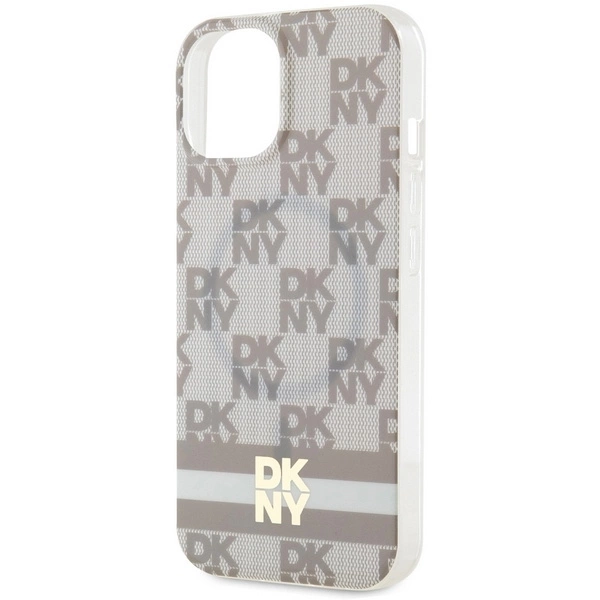 DKNY IML Checkered Mono Pattern & Printed Stripes MagSafe case for iPhone 15 / 14 / 13 - beigeeng