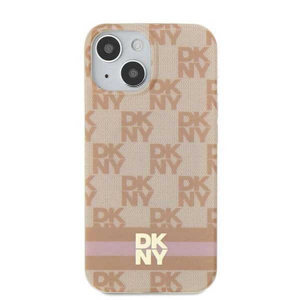 DKNY IML Checkered Mono Pattern & Printed Stripes MagSafe case for iPhone 15 / 14 / 13 - pinkeng
