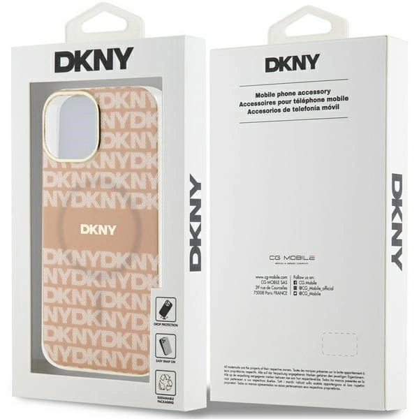 DKNY IML Mono & Stripe MagSafe case for iPhone 15 / 14 / 13 - pinkeng