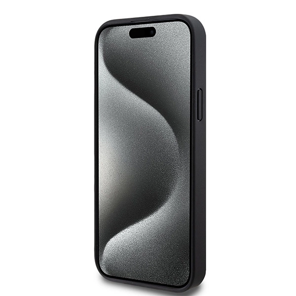 DKNY Leather Pattern Metal Logo MagSafe Case for iPhone 15/14/13 - Blackeng