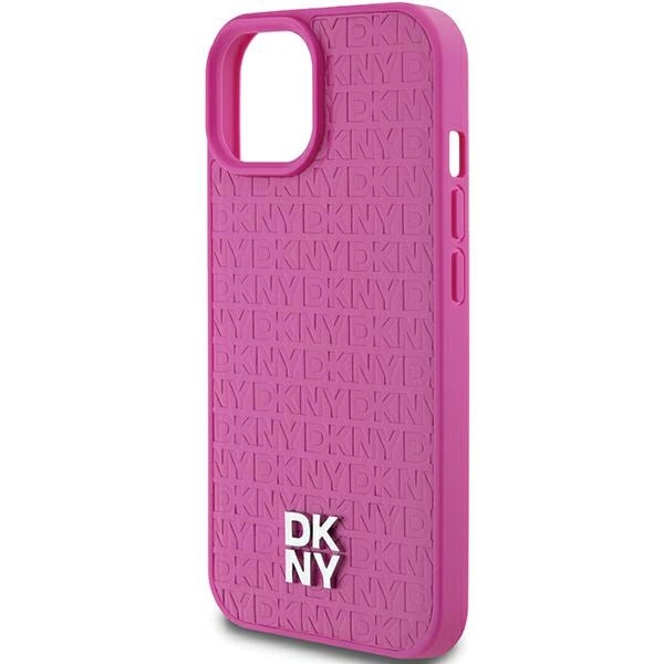 DKNY Leather Pattern Metal Logo MagSafe case for iPhone 15 / 14 / 13 - pinkeng