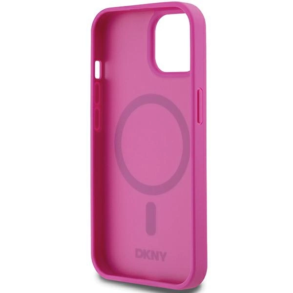 DKNY Leather Pattern Metal Logo MagSafe case for iPhone 15 / 14 / 13 - pinkeng