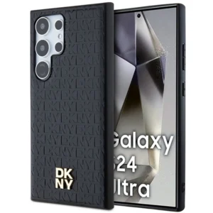 DKNY Leather Pattern Metal Logo MagSafe case for Samsung Galaxy S24 Ultra - blackeng