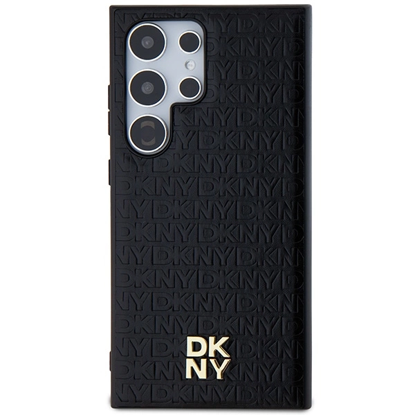 DKNY Leather Pattern Metal Logo MagSafe case for Samsung Galaxy S24 Ultra - blackeng