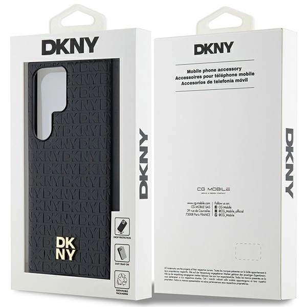 DKNY Leather Pattern Metal Logo MagSafe case for Samsung Galaxy S24 Ultra - blackeng