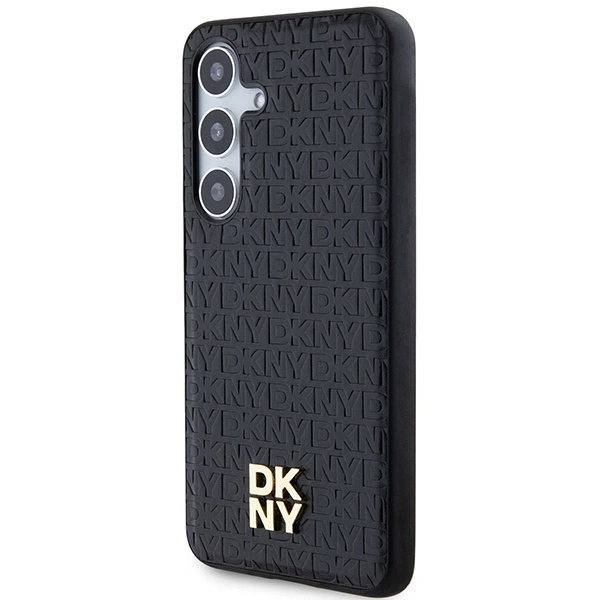 DKNY Leather Pattern Metal Logo MagSafe case for Samsung Galaxy S24+ - blackeng