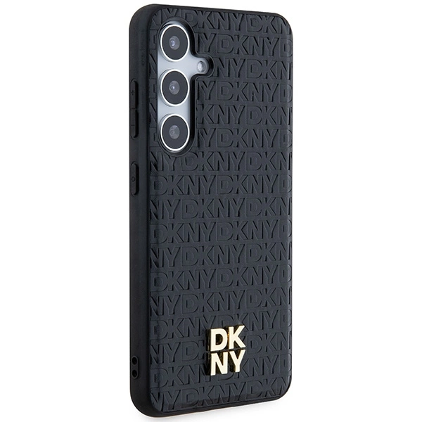 DKNY Leather Pattern Metal Logo MagSafe case for Samsung Galaxy S24+ - blackeng