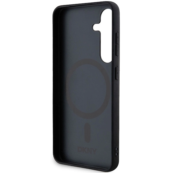 DKNY Leather Pattern Metal Logo MagSafe case for Samsung Galaxy S24+ - blackeng