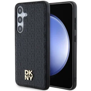 DKNY Leather Pattern Metal Logo MagSafe case for Samsung Galaxy S24 - blackeng