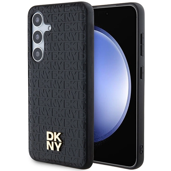 DKNY Leather Pattern Metal Logo MagSafe case for Samsung Galaxy S24 - blackeng