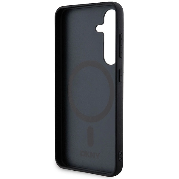 DKNY Leather Pattern Metal Logo MagSafe case for Samsung Galaxy S24 - blackeng