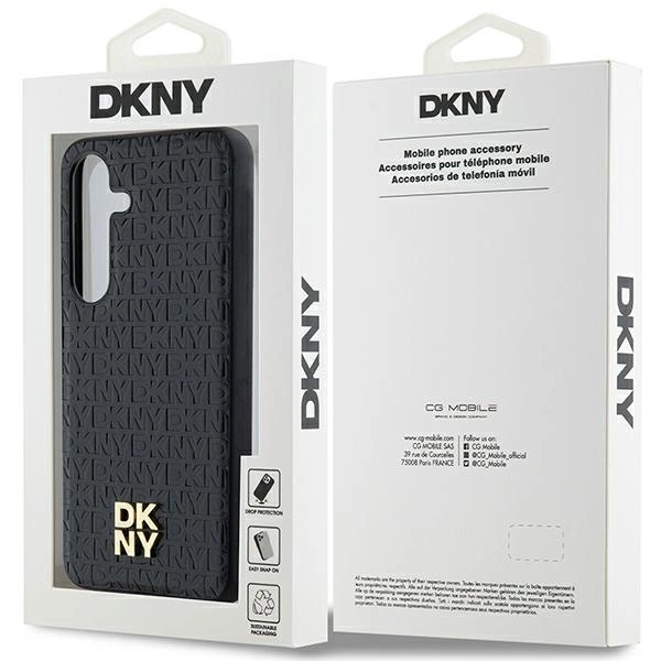DKNY Leather Pattern Metal Logo MagSafe case for Samsung Galaxy S24 - blackeng