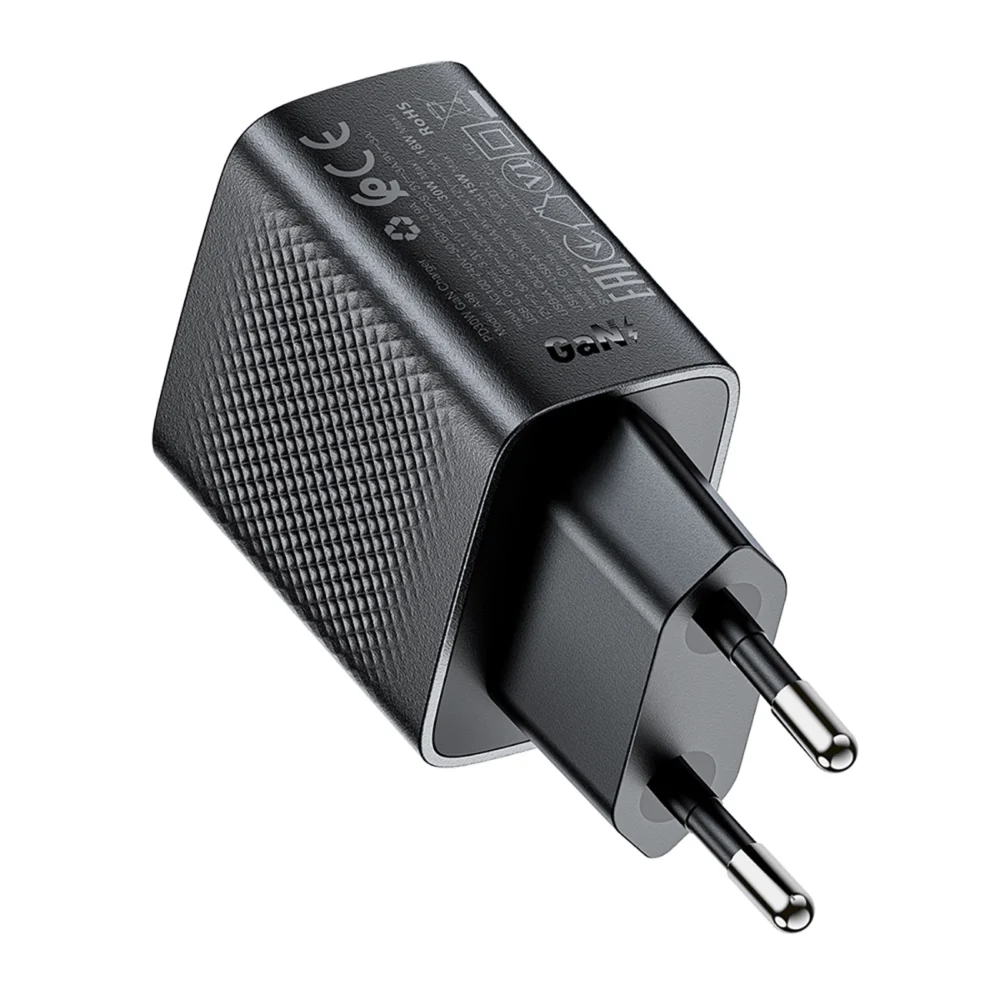 Acefast A98 Network Charger GaN USB-A / USB-C PD 30W - Blackeng