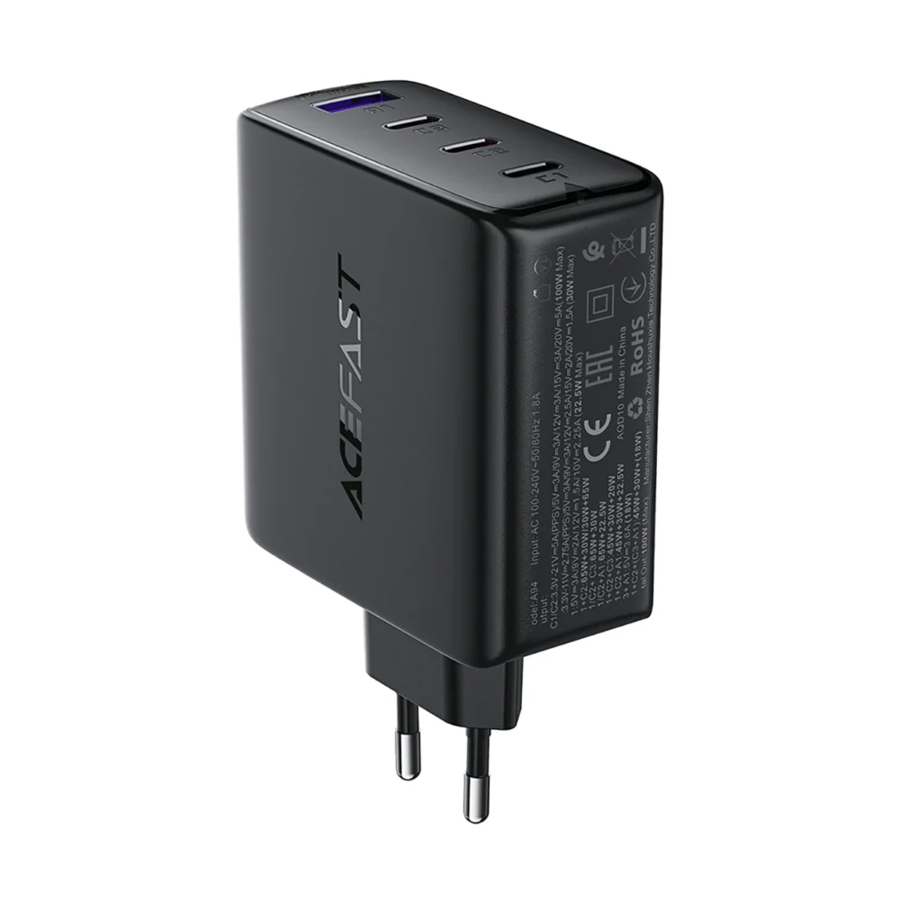 Acefast A94 Charger Network GaN2 USB-A / 3x USB-C PD 100W - Blackeng