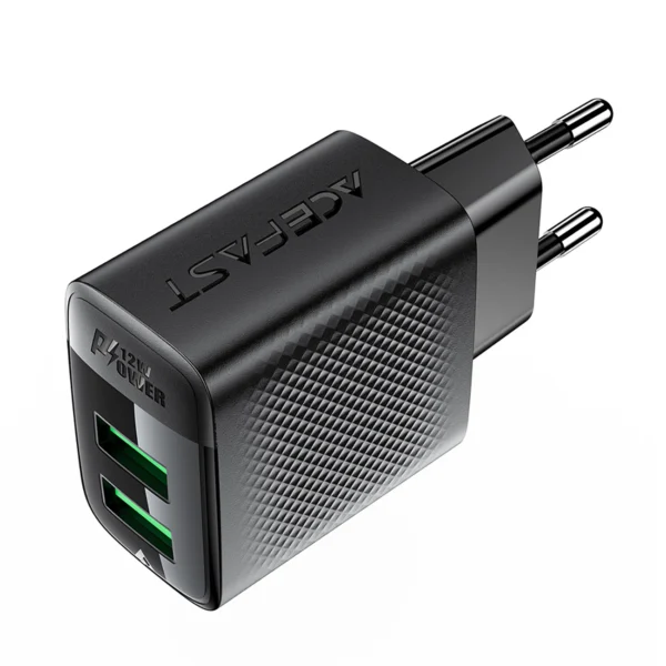 Acefast A86 mains charger 2x USB-A 12W - blackeng