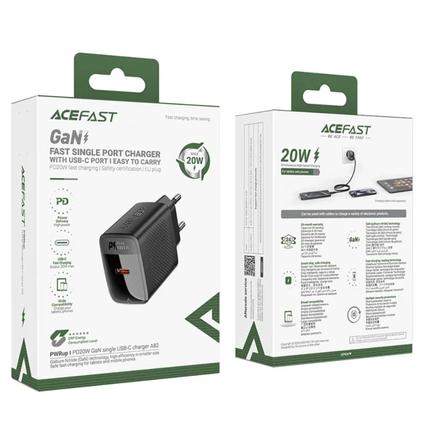 Acefast A82 Charger Network GaN USB-C PD 20W - Blackeng