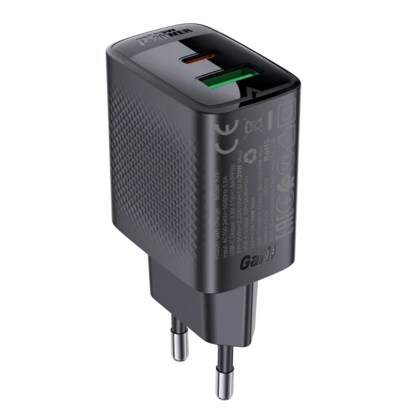 Acefast A78 Charger Network GaN USB-A / USB-C PD 20W - Blackeng