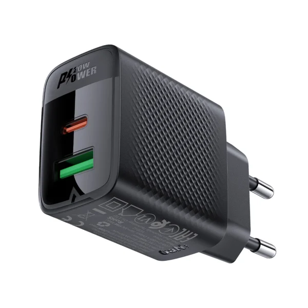 Acefast A78 Charger Network GaN USB-A / USB-C PD 20W - Blackeng