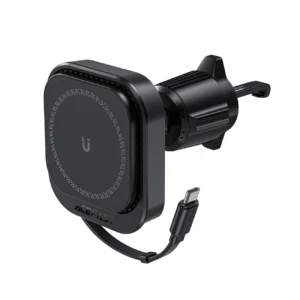 Acefast D32 Magnetic Air Vent Holder with 15W Inductive Charger with Retractable USB-C Cable - Blackeng