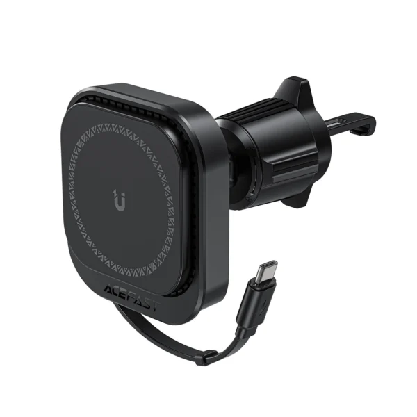 Acefast D32 Magnetic Air Vent Holder with 15W Inductive Charger with Retractable USB-C Cable - Blackeng