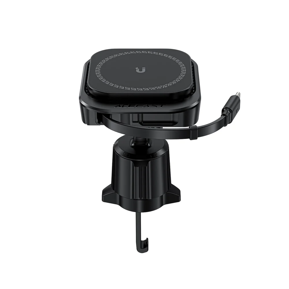 Acefast D32 Magnetic Air Vent Holder with 15W Inductive Charger with Retractable USB-C Cable - Blackeng
