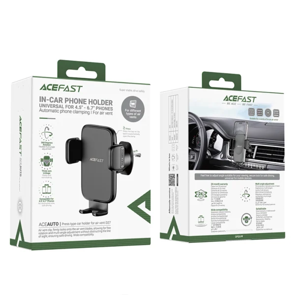 Acefast D27 Car Air Vent Phone Holder 4.5-6.7" - Blackeng