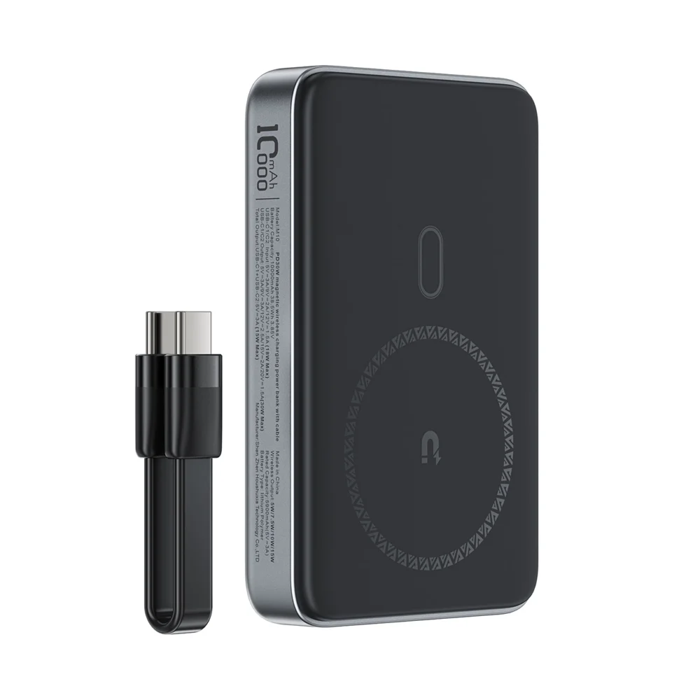 Powerbank Acefast M10 Magnetic 2x USB-C PD 30W with 15W Inductive Charging and USB-C Cable - Blackeng