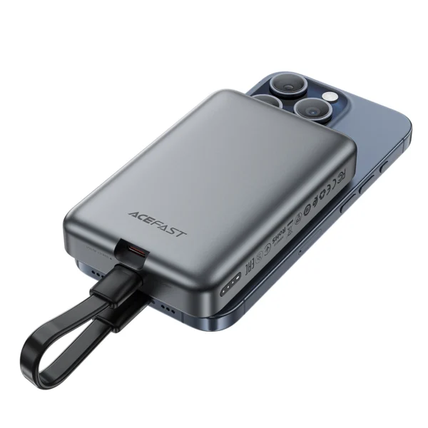 Powerbank Acefast M10 Magnetic 2x USB-C PD 30W with 15W Inductive Charging and USB-C Cable - Blackeng