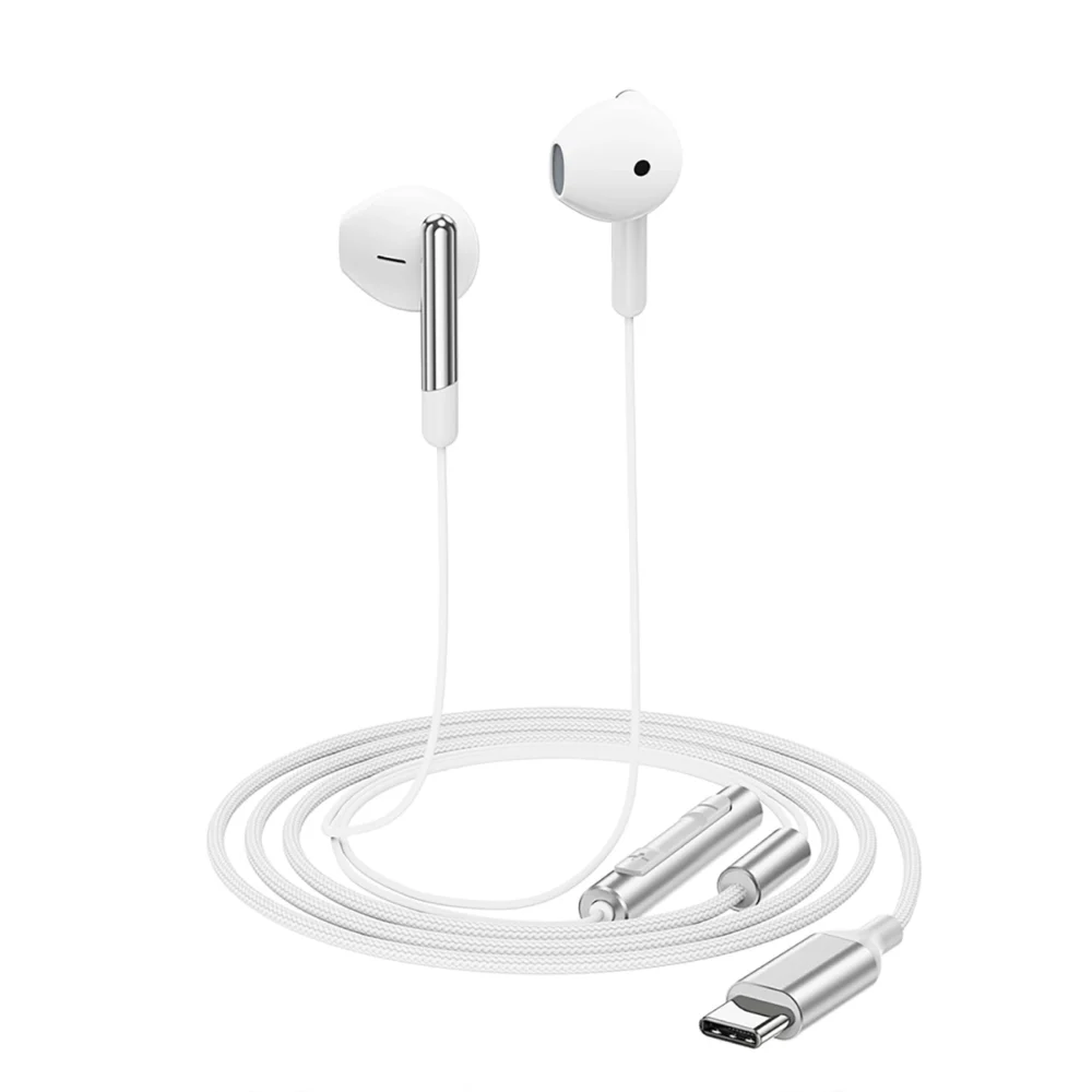 Acefast L3 Wired USB-C Headphones with Microphone - Whiteeng