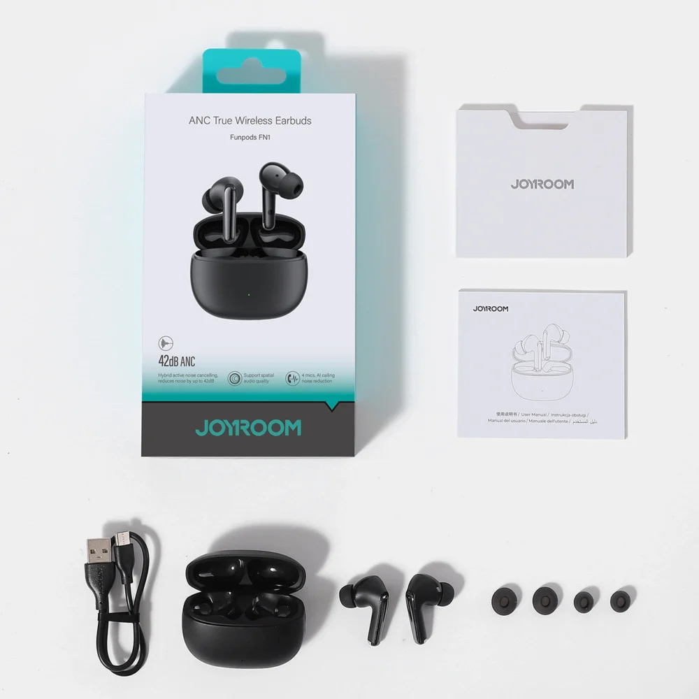 Joyroom Funpods JR-FN1 wireless in-ear TWS Bluetooth 5.4 ANC ENC headphones - blackeng