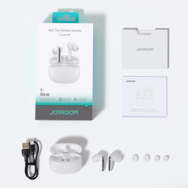Joyroom Funpods JR-FN1 wireless in-ear TWS Bluetooth 5.4 ANC ENC headphones - whiteeng