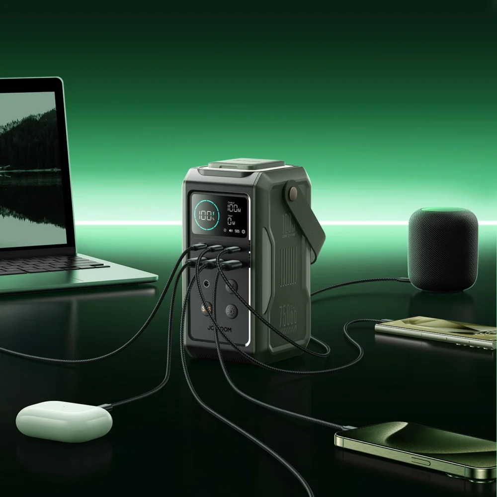 Powerbank Joyroom JR-PBF10 75000mAh 100W 3x USB-C 3x USB-A with foldable flashlight and handle - greeneng