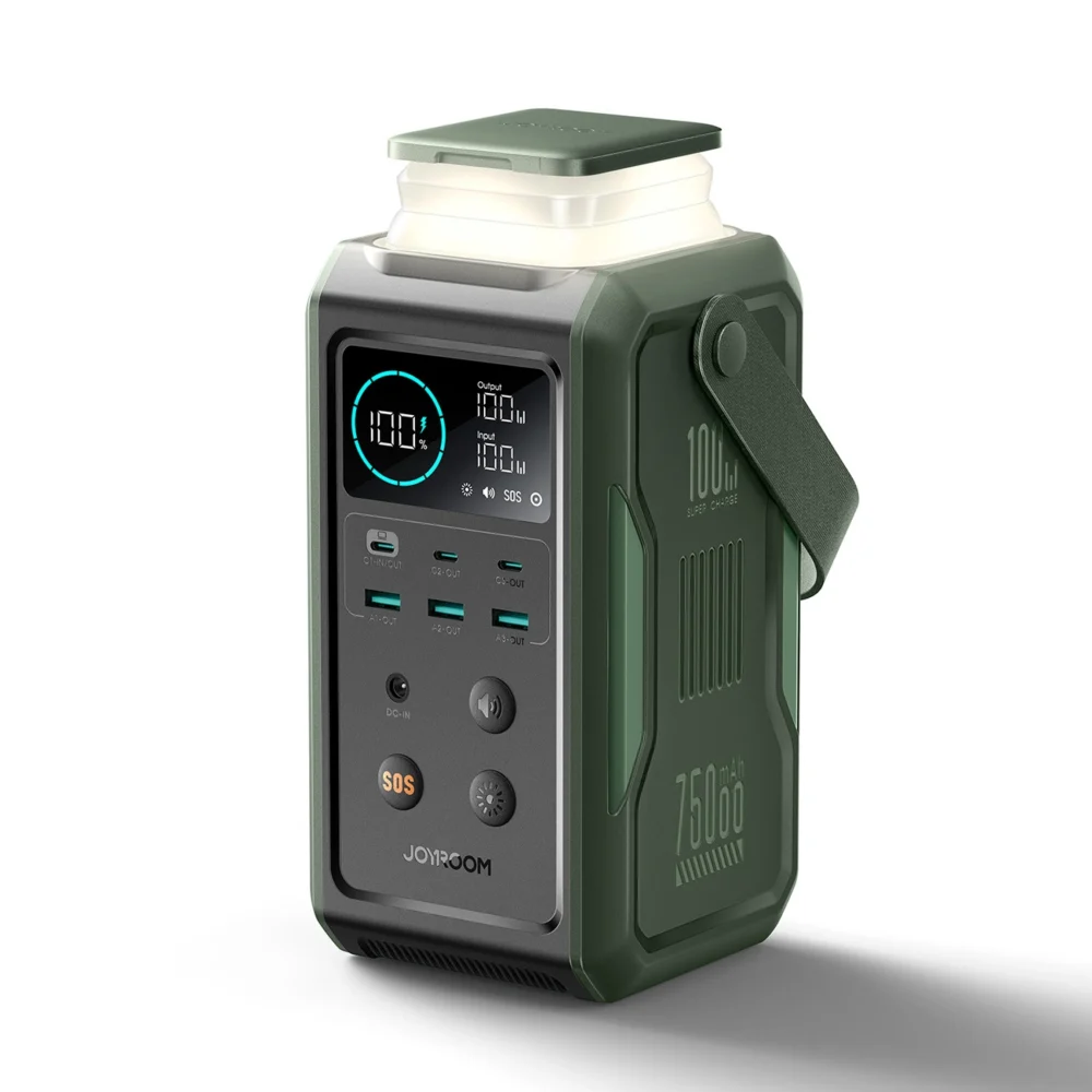 Powerbank Joyroom JR-PBF10 75000mAh 100W 3x USB-C 3x USB-A with foldable flashlight and handle - greeneng