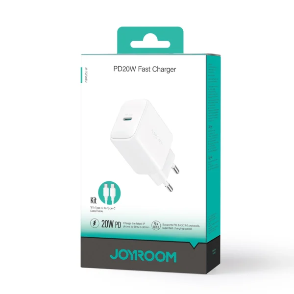 Joyroom JR-TCF20 USB-C PD 20W network charger - white + USB-C / USB-C cable 1meng