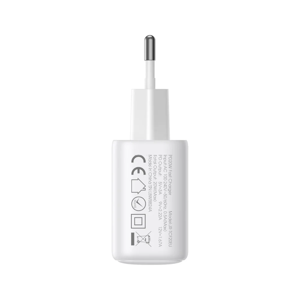 Joyroom JR-TCF20 USB-C PD 20W network charger - white + USB-C / Lightning cable 1meng