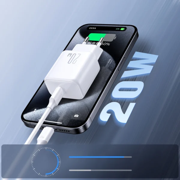 Joyroom JR-TCF20 USB-C PD 20W network charger - white + USB-C / Lightning cable 1meng
